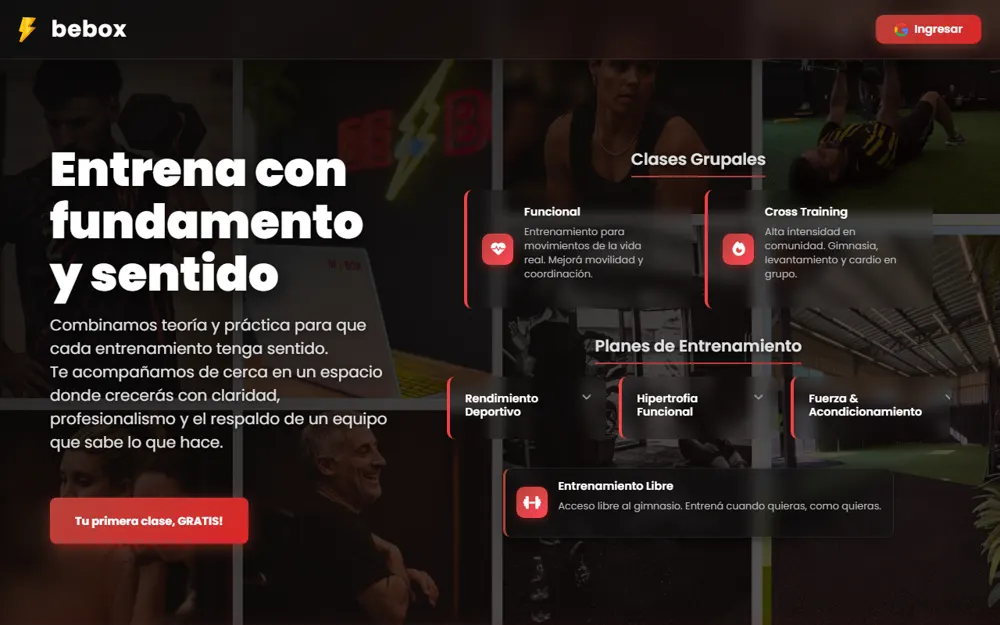 Portada de beboxprogreso.com, "Entrena con fundamento y sentido"
