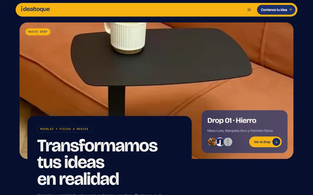 Portada de idealtoque.com con una mesa de hierro y el drop 01